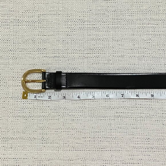 J. Crew Classic Belt in Italian Leather in Black with Gold Buckle Size Small F95 - Picture 5 of 9